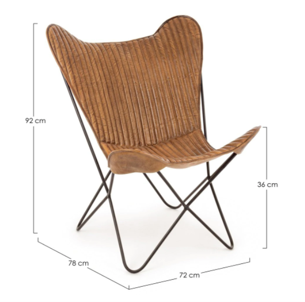 Leather butterfly armchair