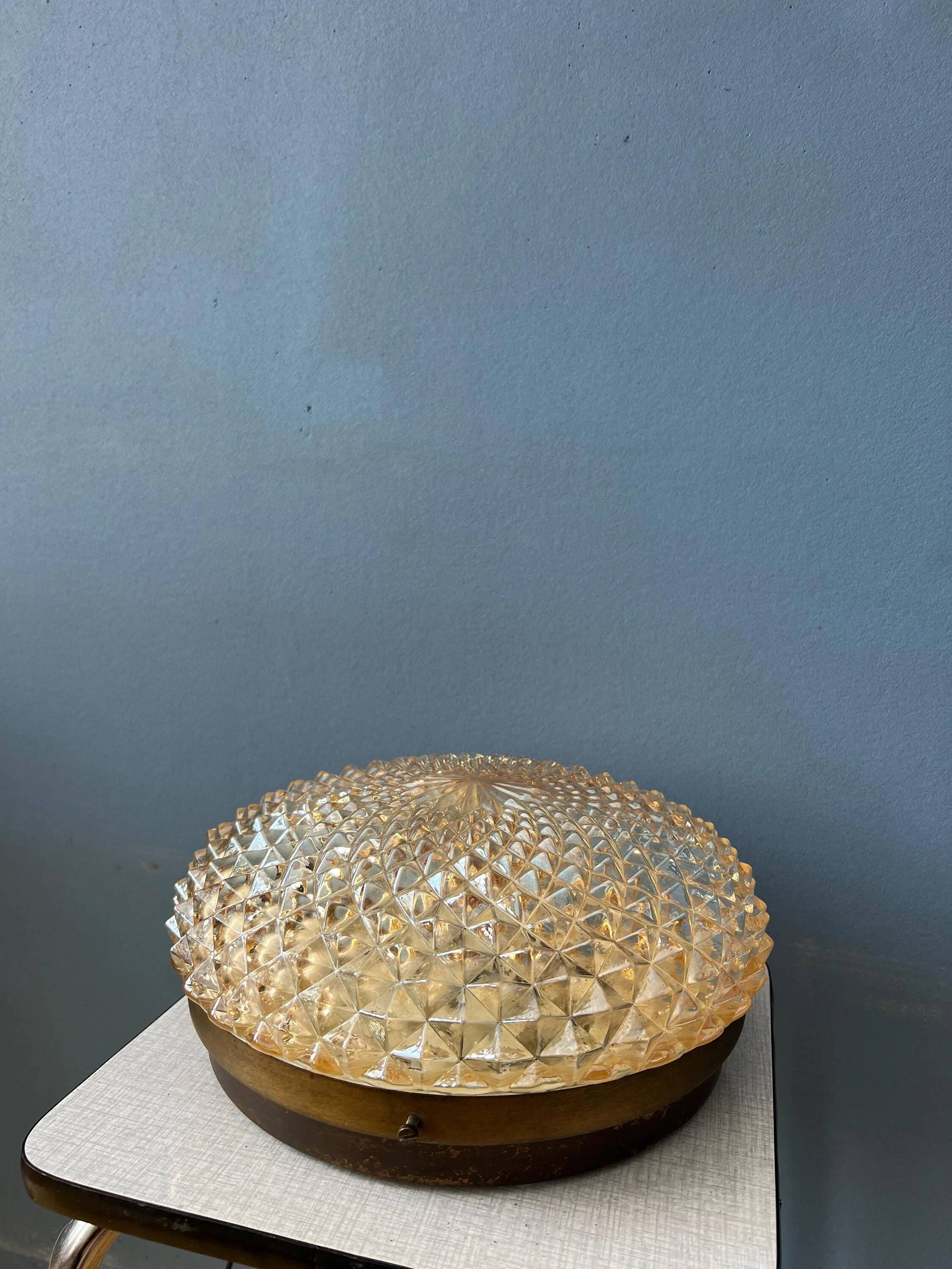 Plafonnier encastré Mid-Century en verre cristal