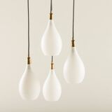 Italian vintage chandelier in opaline glass,  mid century modern 1970s