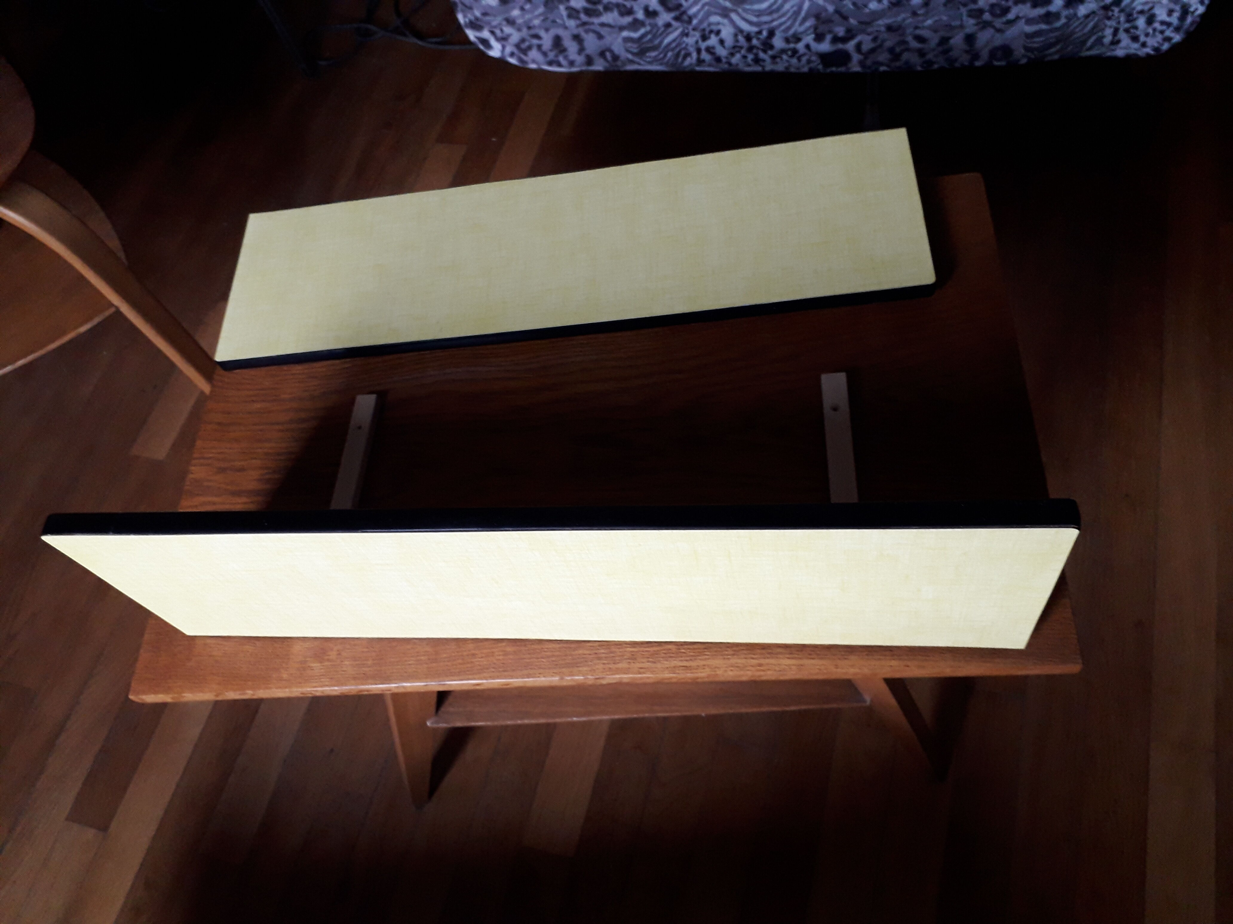 Pair tablets formica yellow vintage