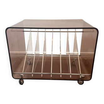 Hi-fi furniture in smoked Plexiglas by Michel Dumas for Roche Bobois.