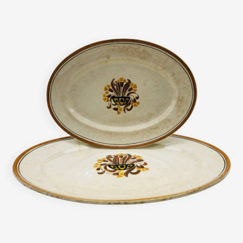 Set of 2 oval dishes, Creil and Montereau – Carnation model.
