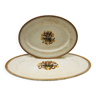 Set of 2 oval dishes, Creil and Montereau – Carnation model.