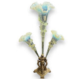Tulip tree centerpiece in opalescent glass and bronze nineteenth