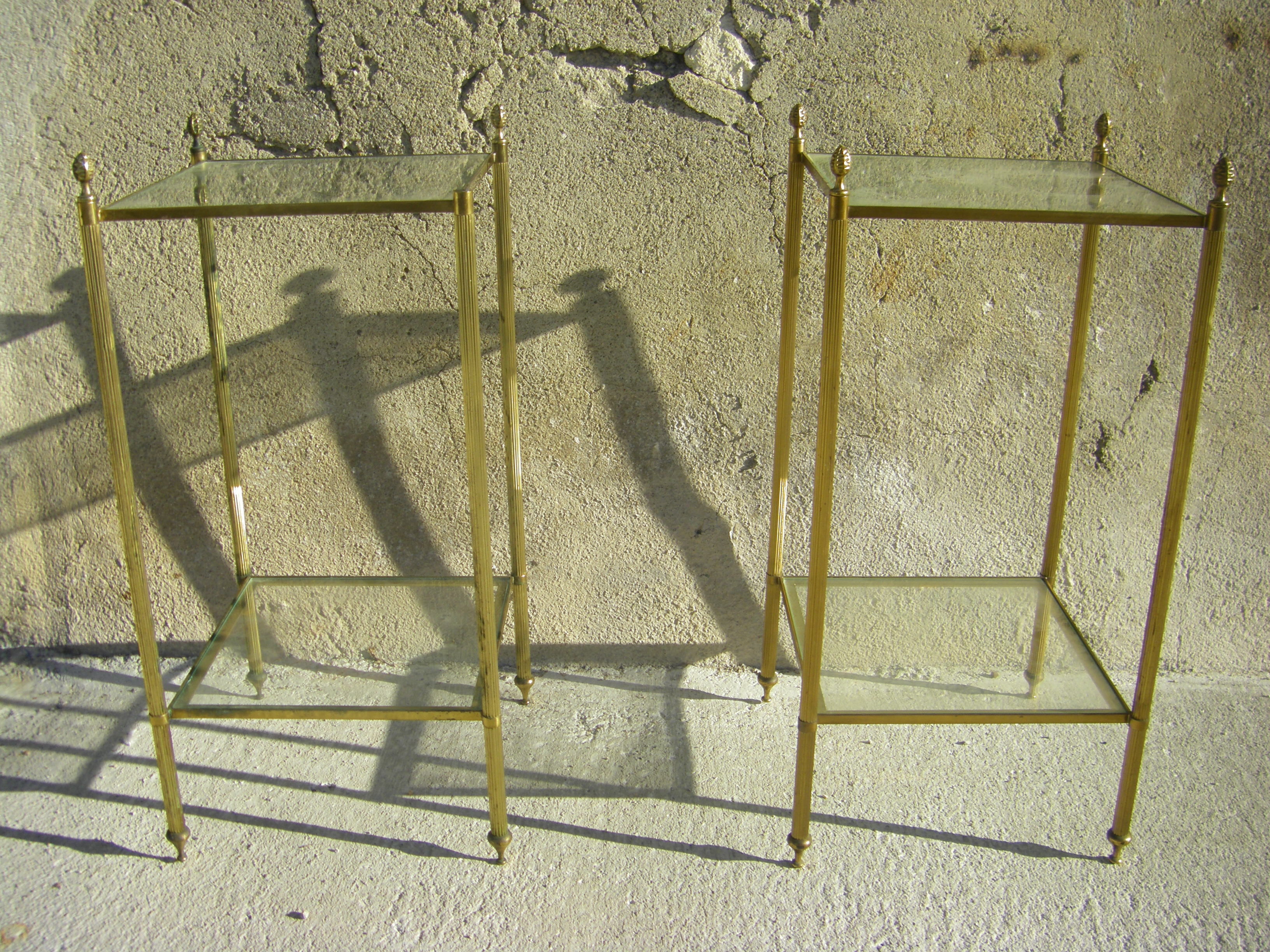 Pair of golden brass sofa tips