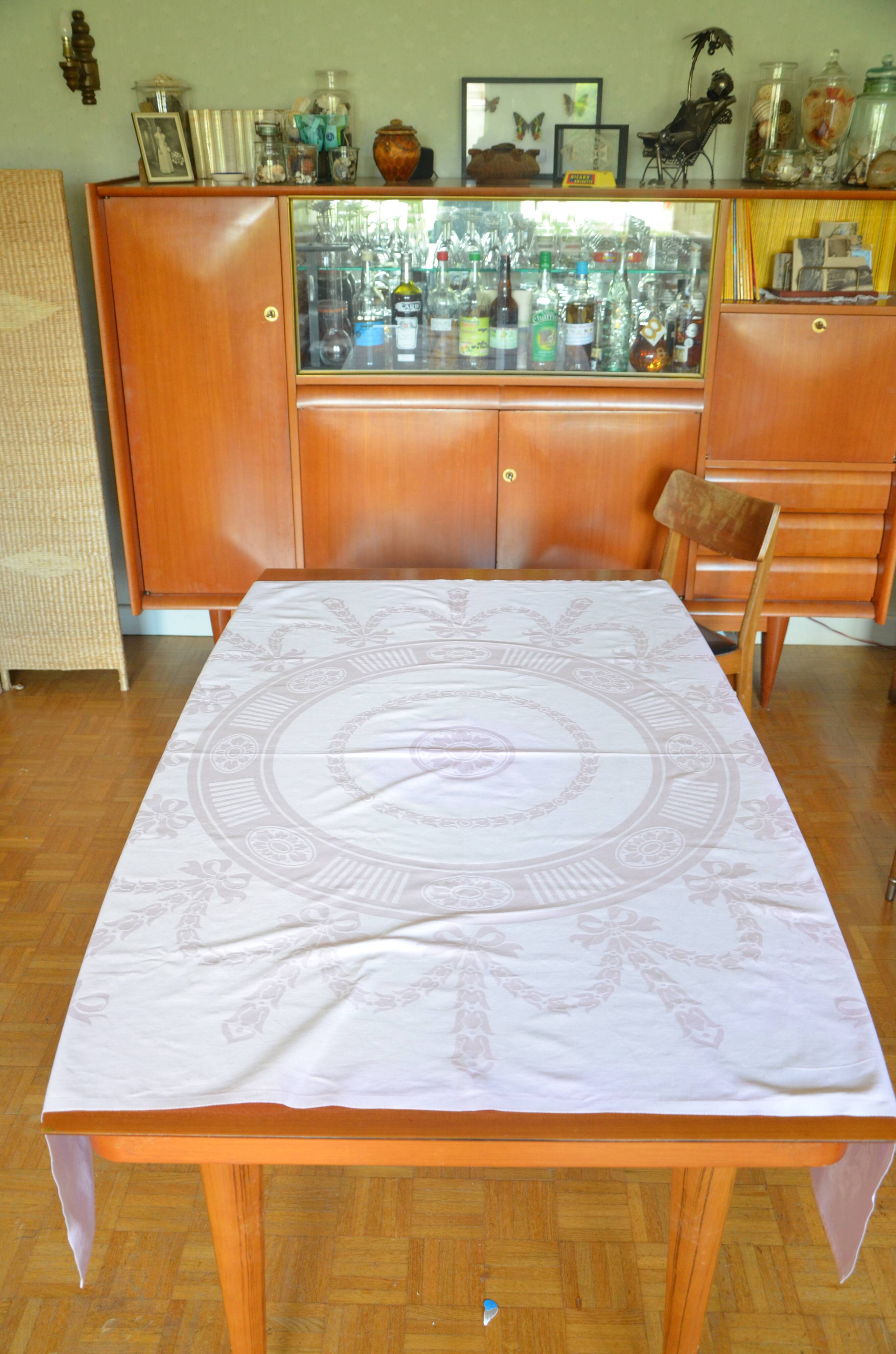 Powder pink cotton tablecloth