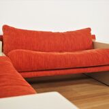 Modular sofa lacquered white and orange fabric