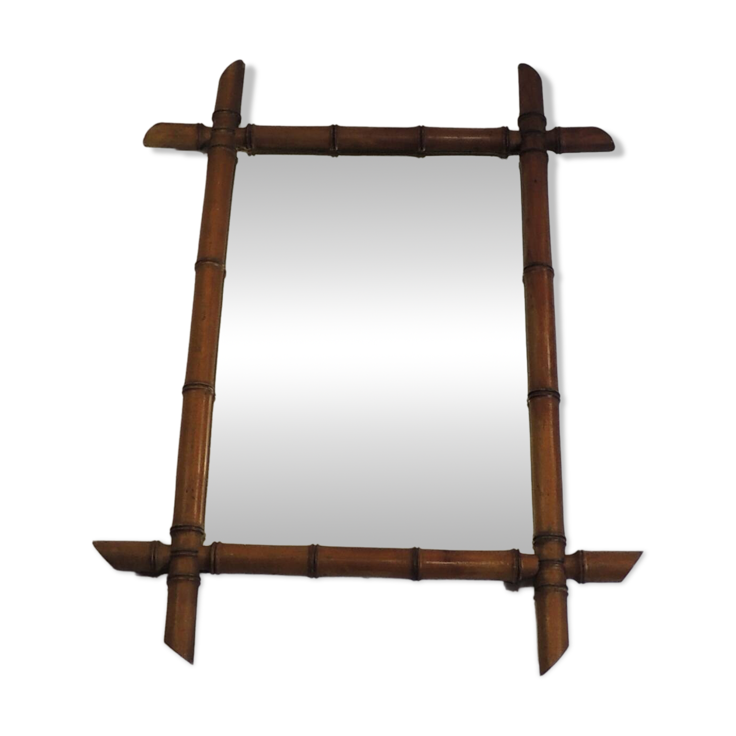 French mercury mirror / faux bamboo / 19th century / carved wood