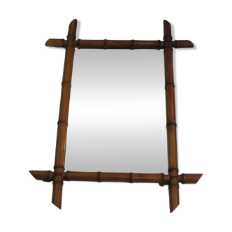 French mercury mirror / faux bamboo / 19th century / carved wood