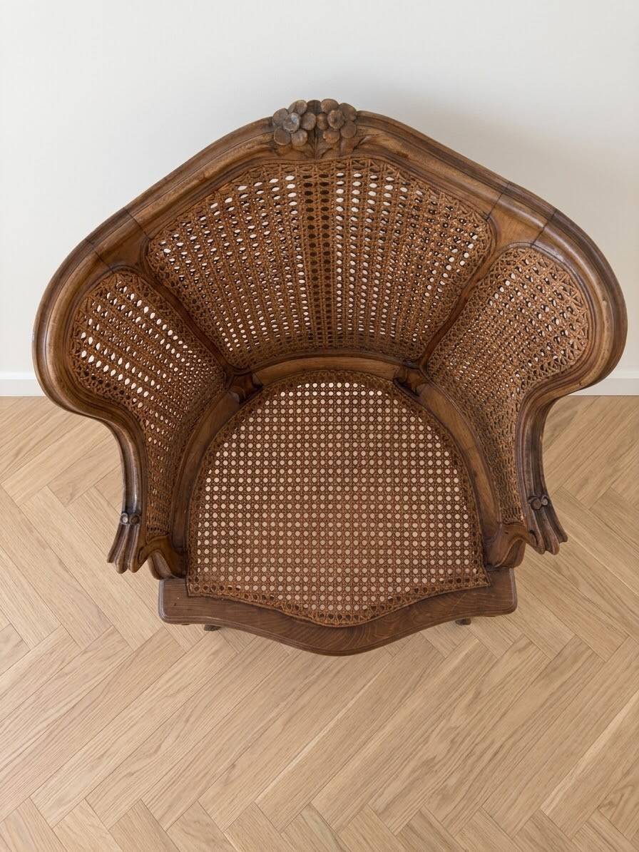 Pair of Louis XV armchairs in wood and caning