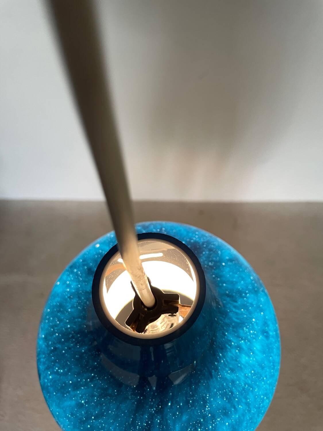 Peill and Putzler mid century vintage blue glass pendant chandelier