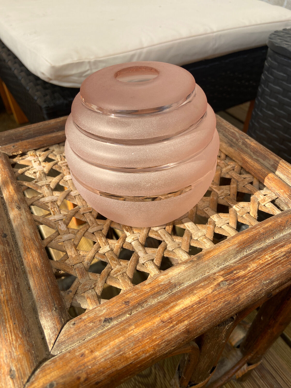 Pastel pink walkade in grained glass