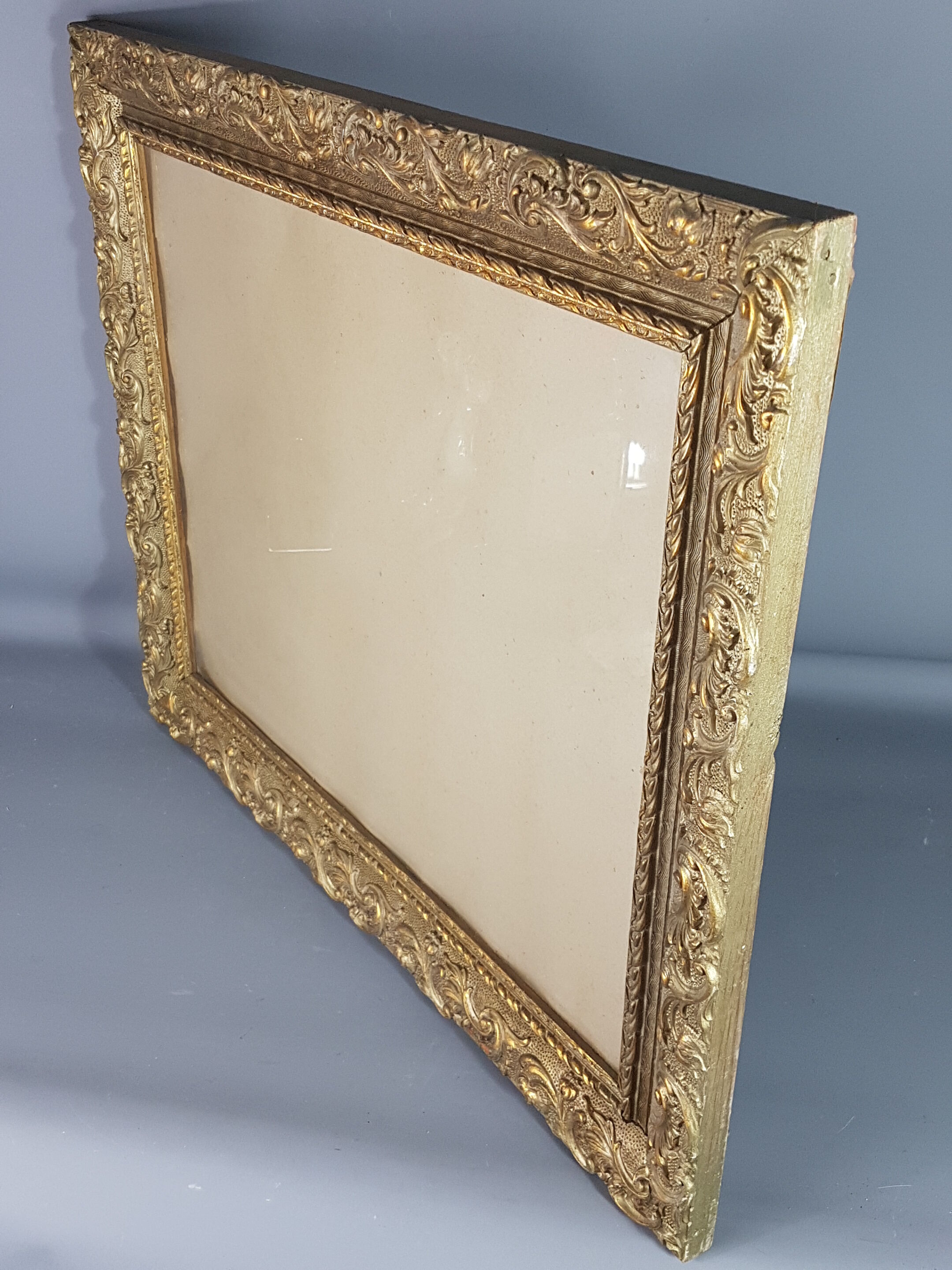 Old wood frame - gilded stucco - glass 61x51 cm leaf 50.5x40 cm SB 113