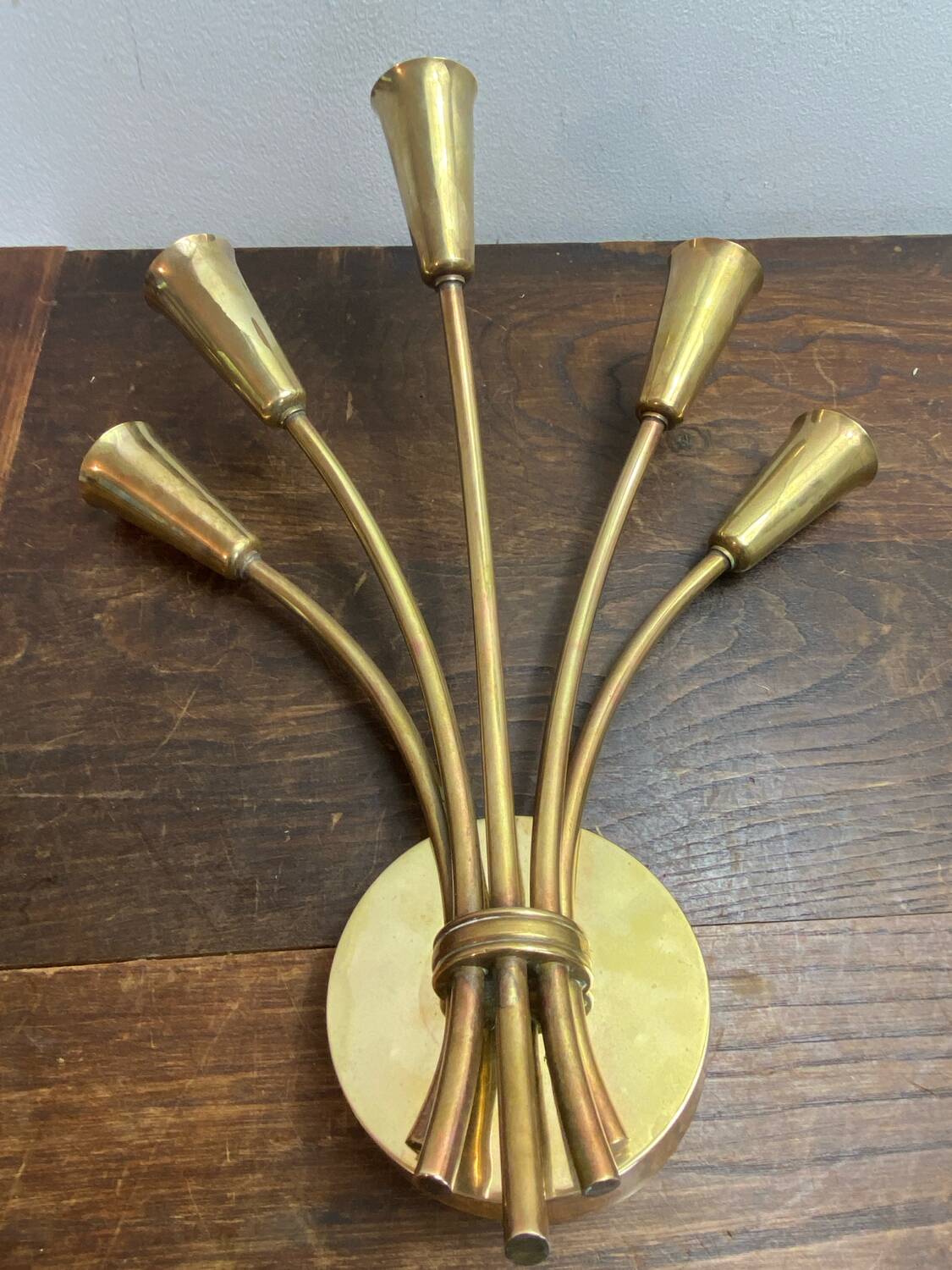 Five-branch wall sconce in brass, 1950s.