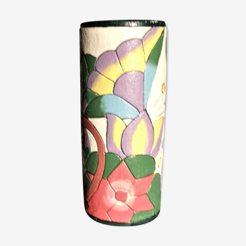 Vase en céramique vintage décor relief