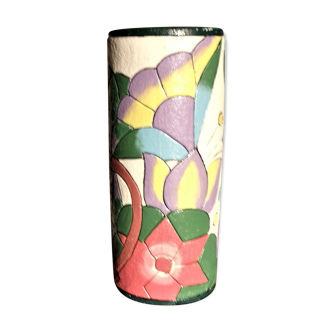 Large vase in vintage ceramic relief décor