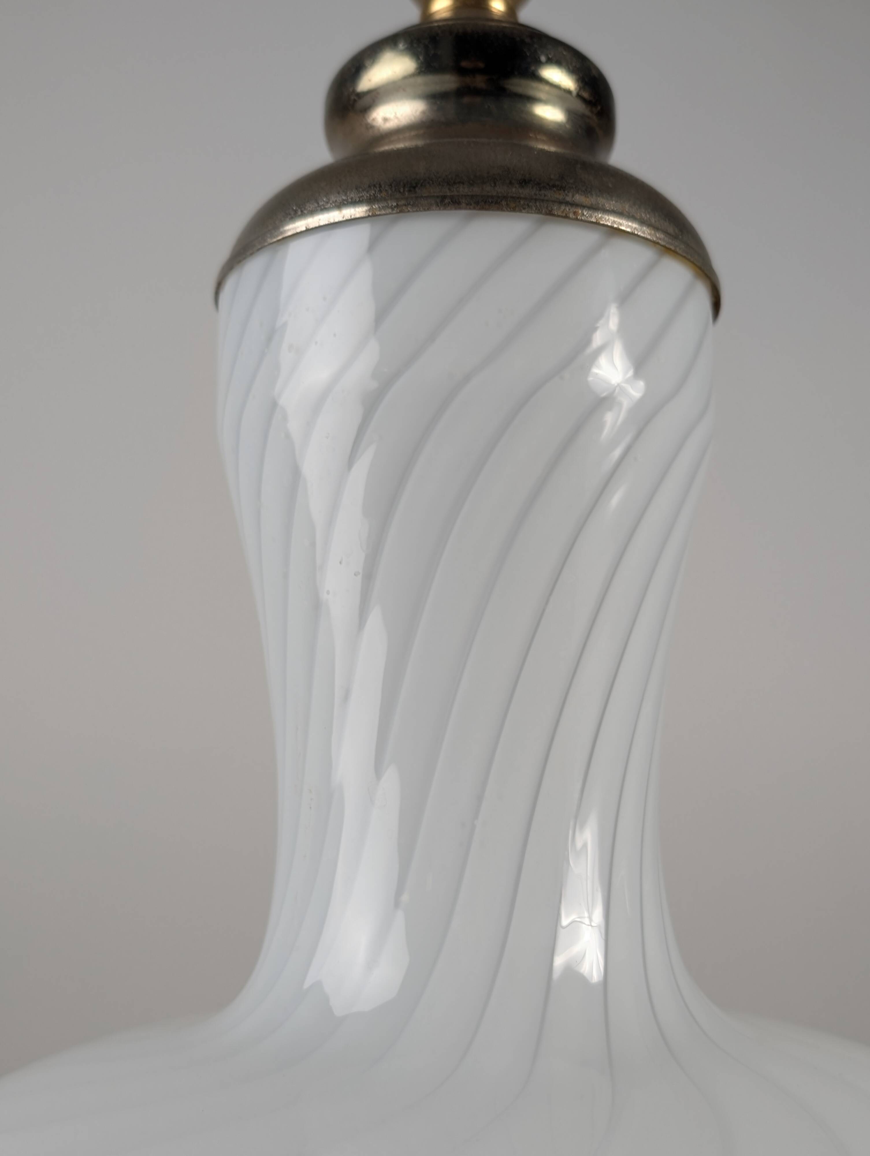 Lampe de table italienne en verre de Murano à double éclairage et laiton, années 1960