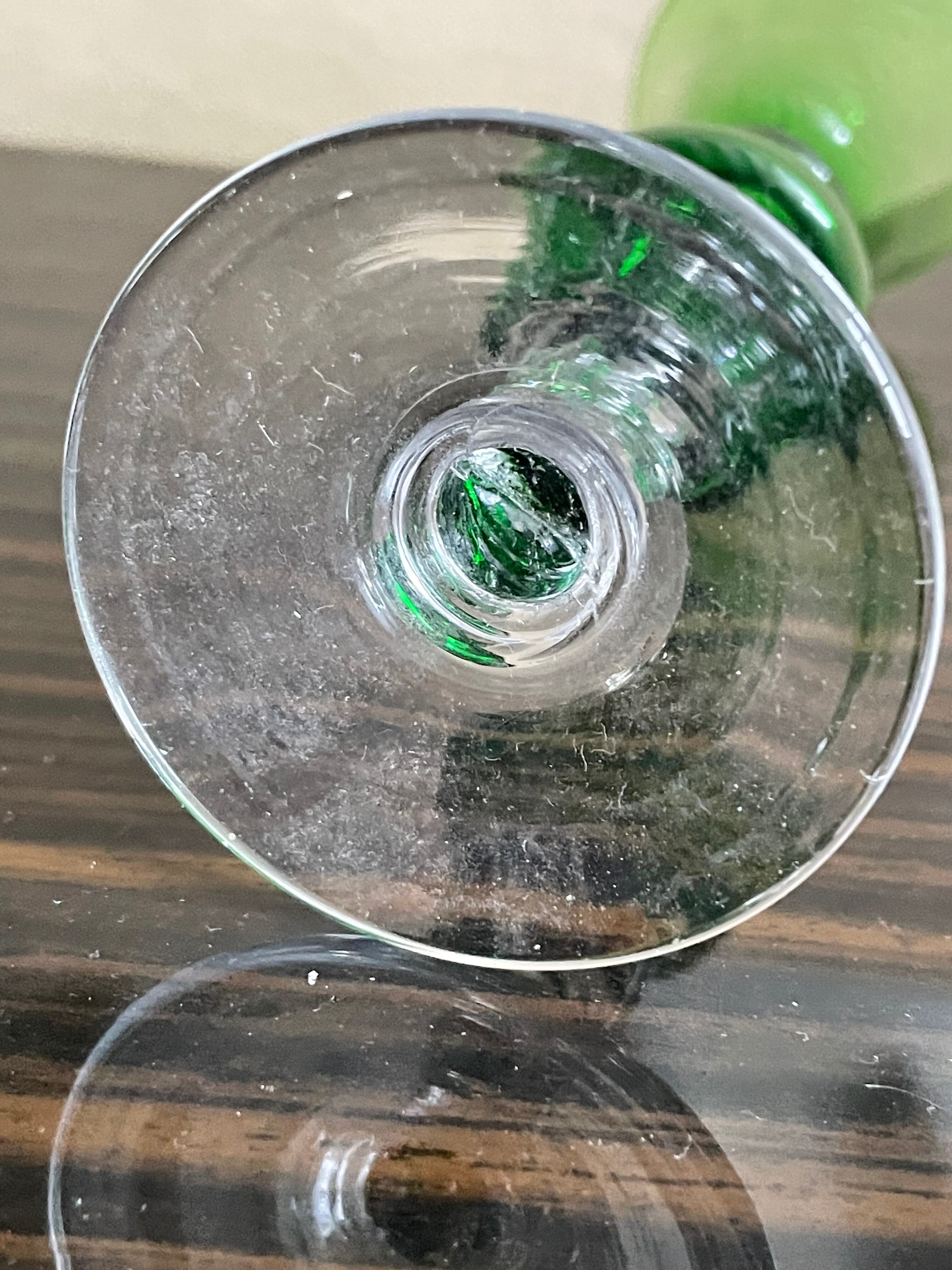Green soliflore vase in vintage glass