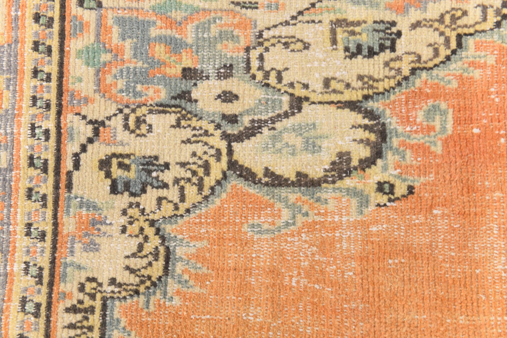 6x9 Vintage Pale Orange Oushak Handmade Vintage Rug, 176x260 Cm