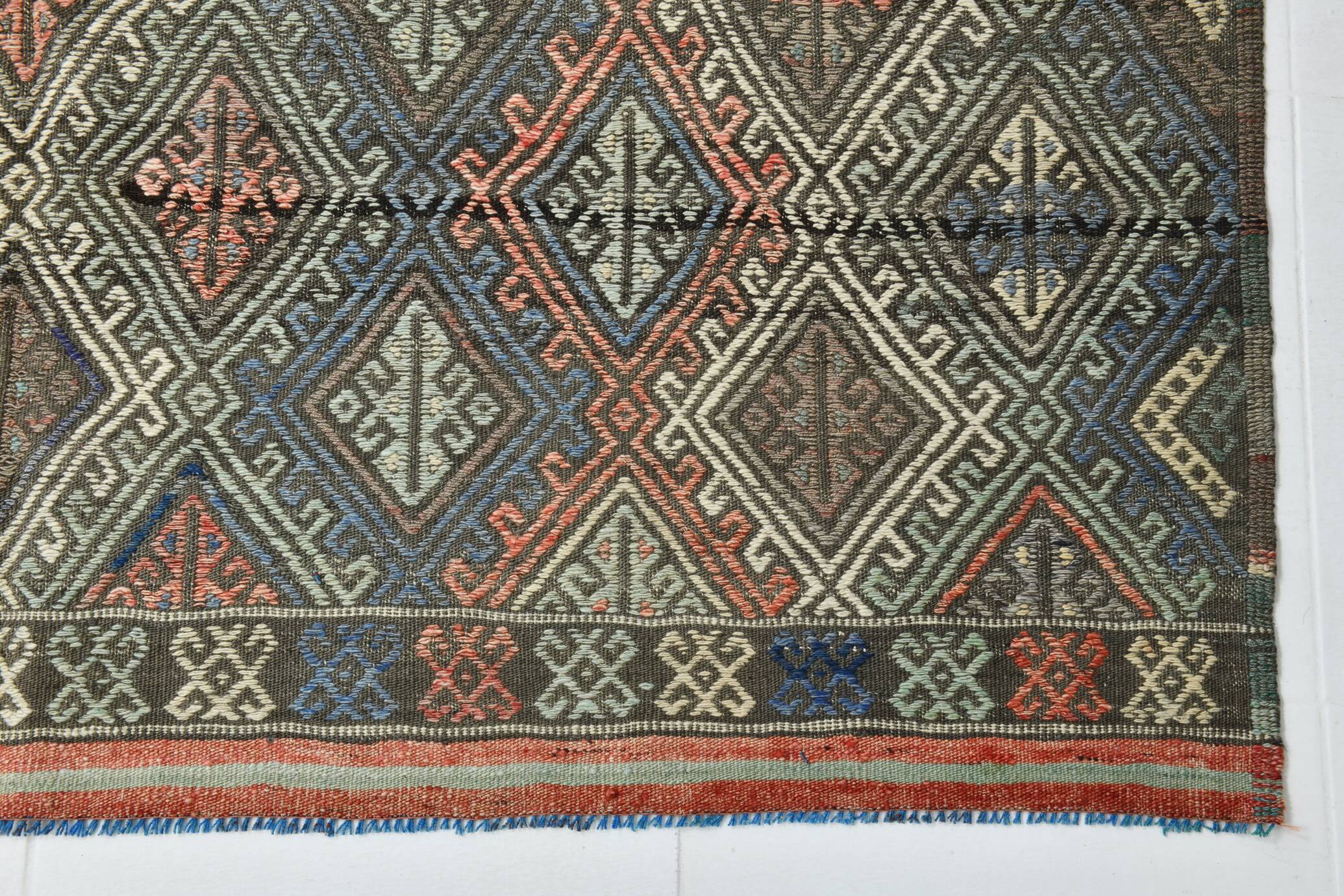 5x8 Kilim Light Blue Geometric Style Kilim Rug, 165x245Cm