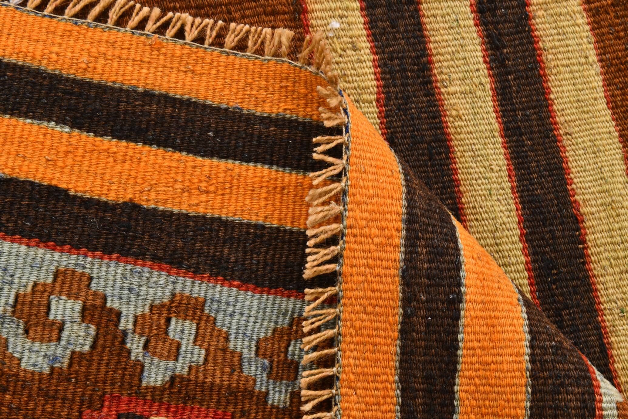 Tapis persan Kilim bordeaux et rouge, 75 x 387 cm