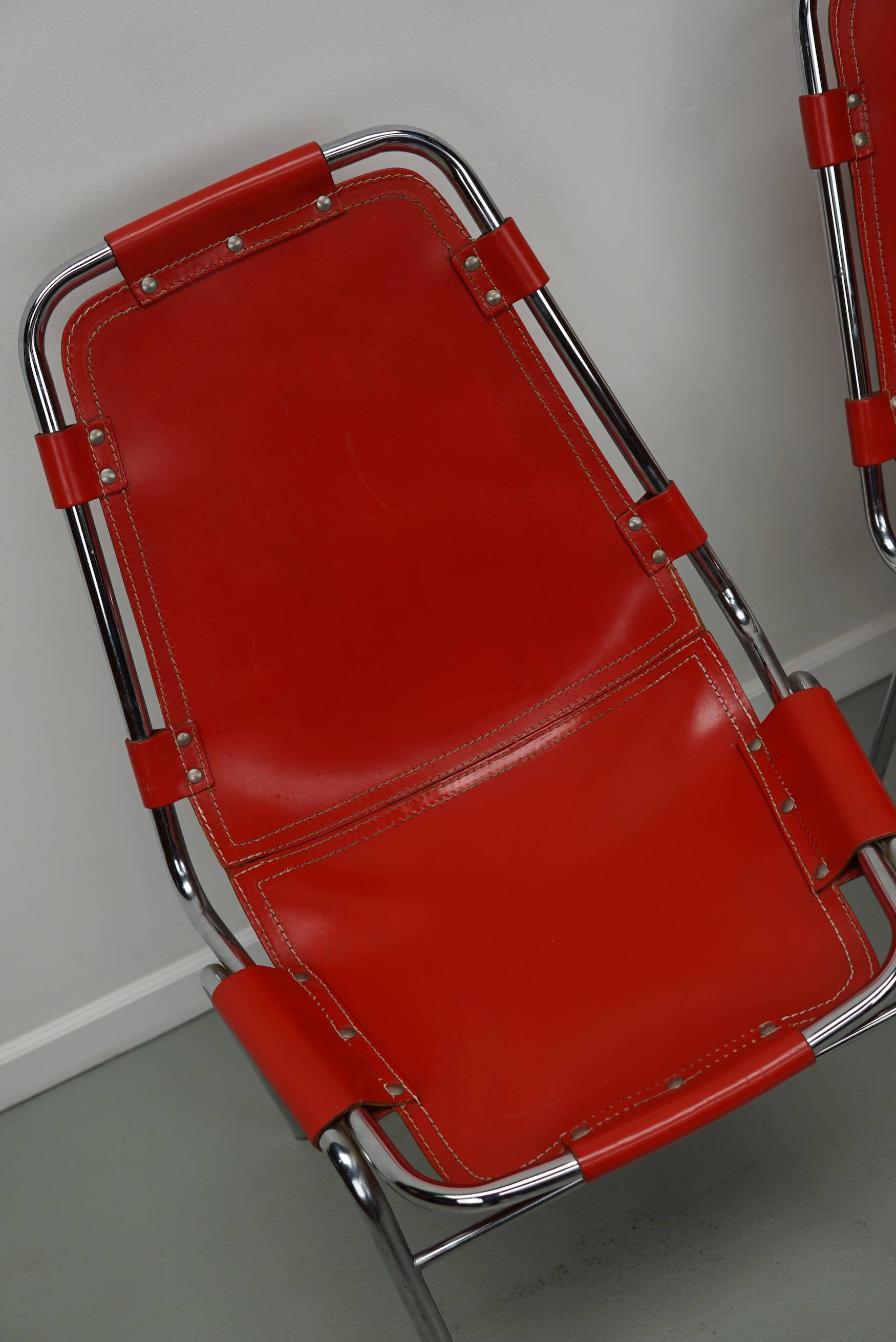 Set of Two Red Chairs by Dalvera for Les Arcs, 1960s