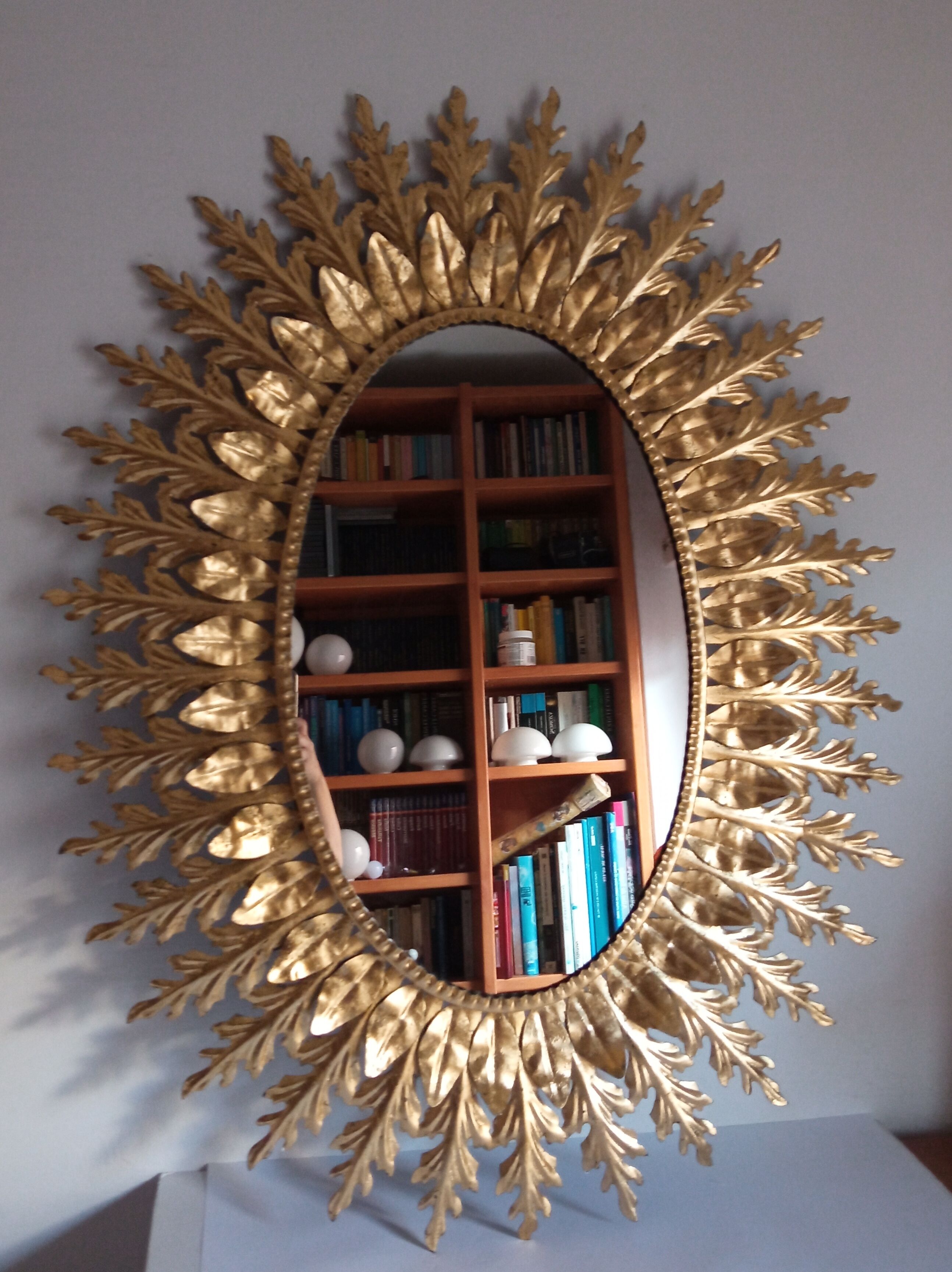 Vintage golden sun mirror