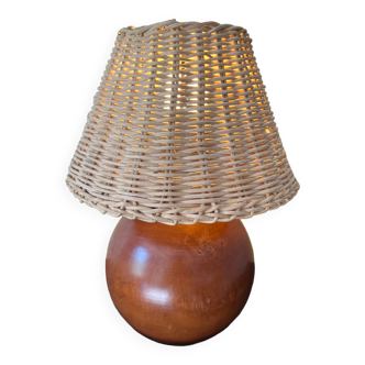 Lampe boule en bois
