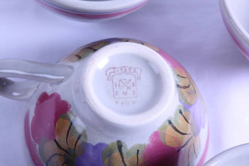 Set of 5 cups or bowls of vintage Brittany cider