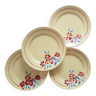 Set of 4 flat plates floral decoration half-porcelain model Tunis Badonviller France vintage