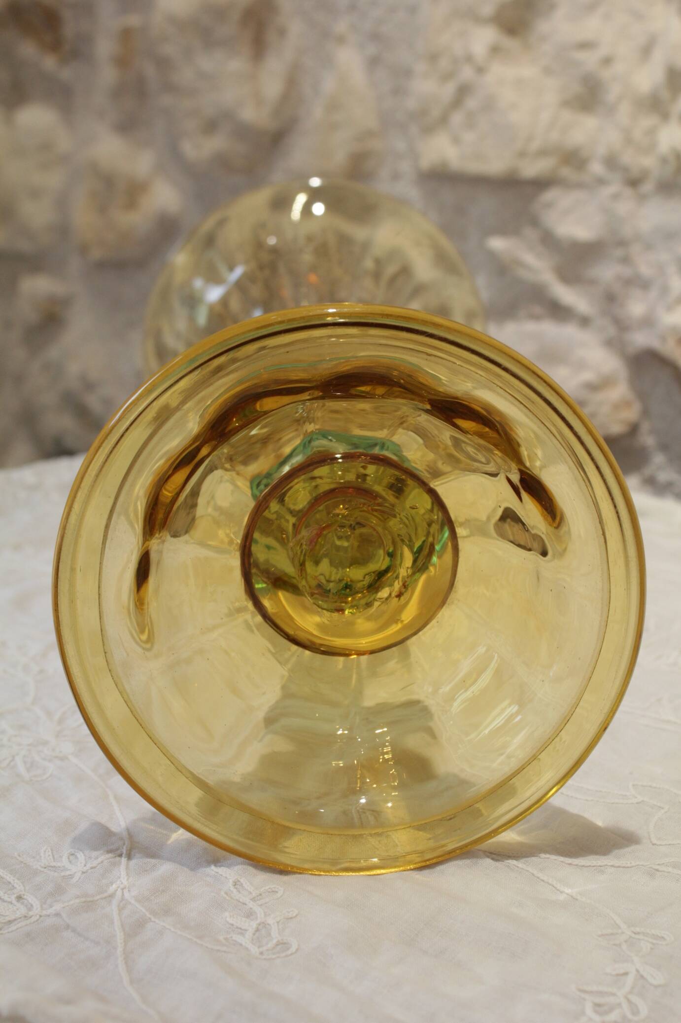 Vase from the Portieux crystal factory in yellow and blue glass