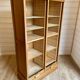 Vintage filing cabinet with double curtains, oak, Charles Schneider, Betschdorf.