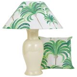 Pair of Tommaso Barbi Riviera palm tree table lamps from the 1970s with matching cushions.