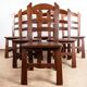 Set of 6 large Brutalist chairs in solid oak from the 1950s.