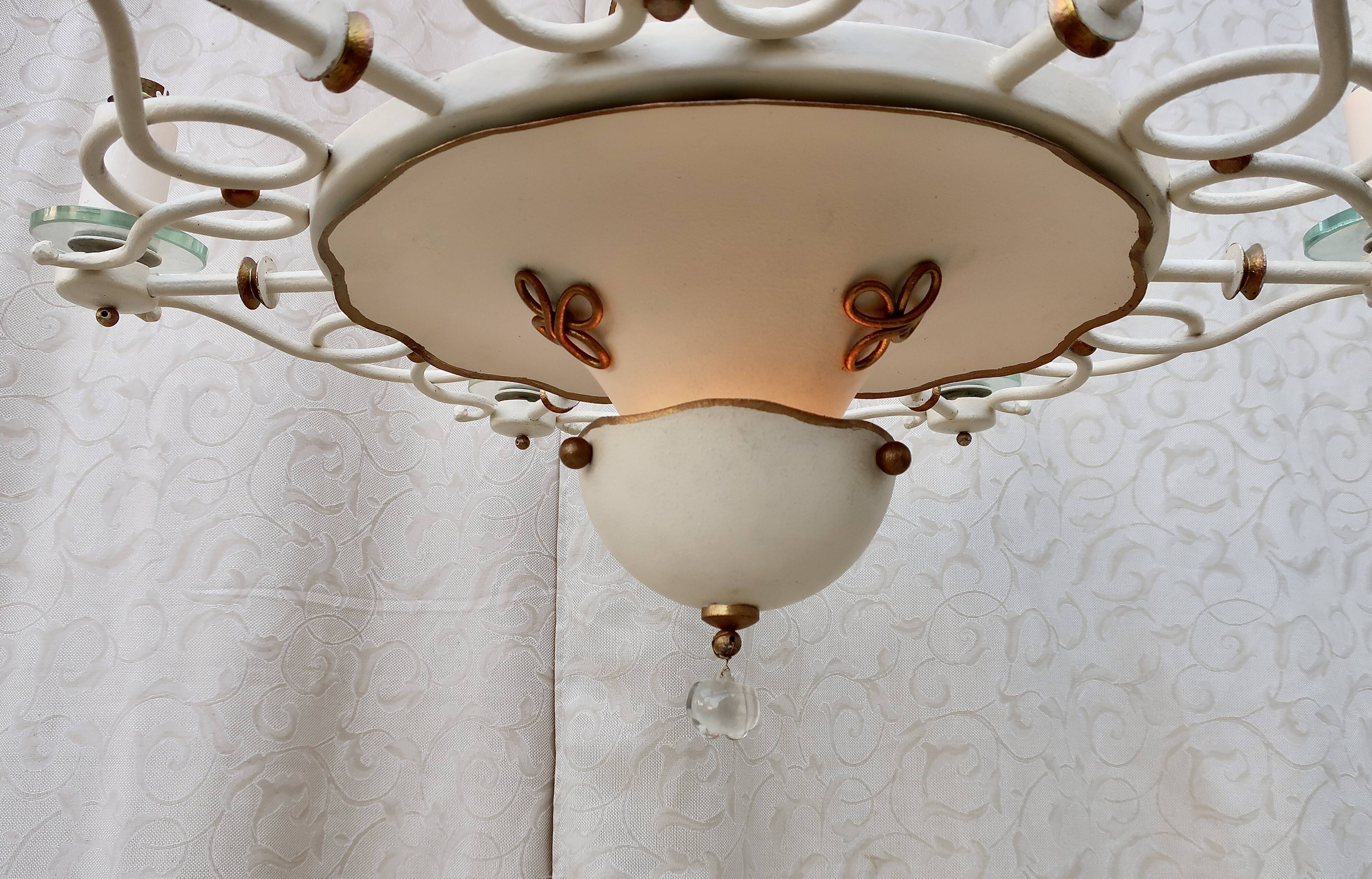 7-light art deco chandelier from the 1940s
