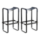 Pair of blue and black metal stools without a backrest.
