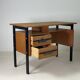 Vintage oak and black wood desk from the 60s