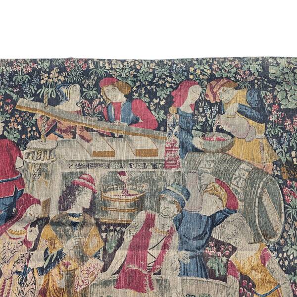 Vintage Gobelin Style Wall Tapestry Les Vendanges, 1960/70s