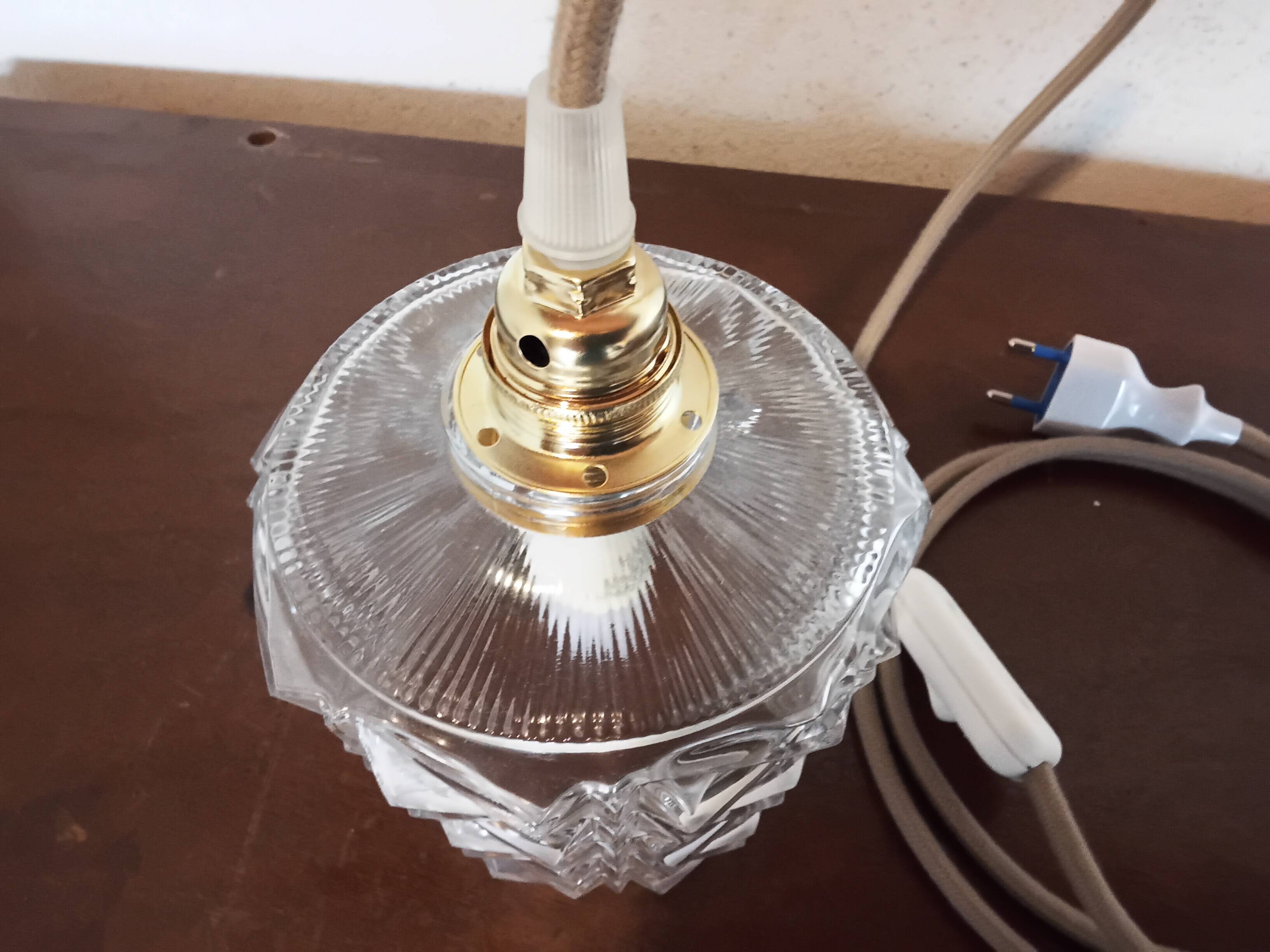 Vintage molded glass portable lamp