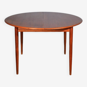 Table ronde extensible en teck danois du milieu du siècle par Skovmand et Andersen. Vintage Moderne / Rétro / Sca