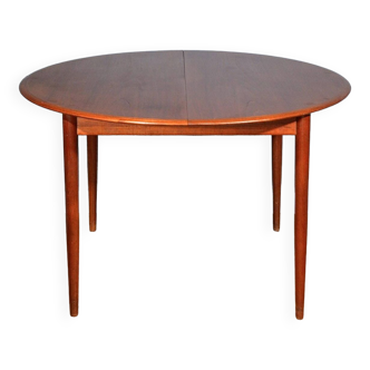 Table ronde extensible en teck danois du milieu du siècle par Skovmand et Andersen. Vintage Moderne / Rétro / Sca