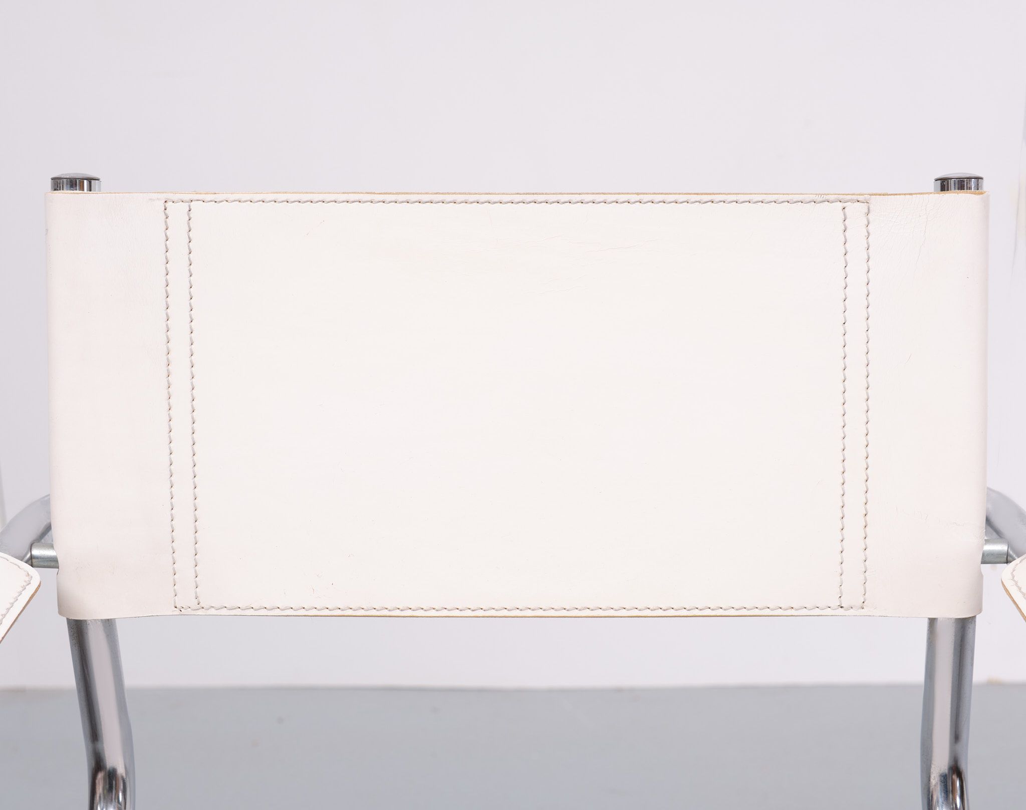 Bauhaus White Leather Arm Chair Matteo Grassi 1970s Italy