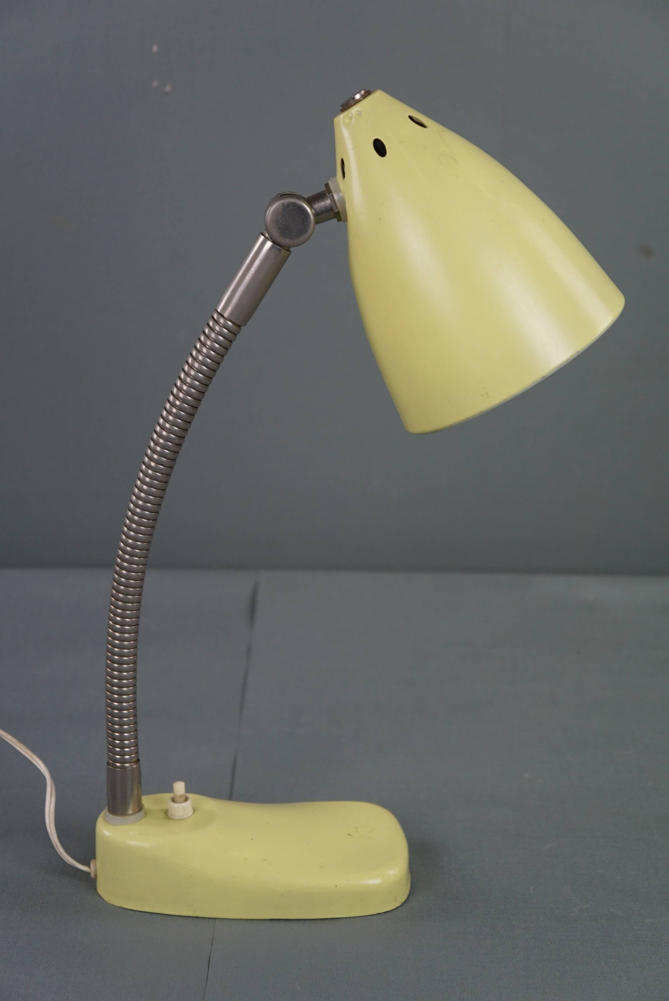 Yellow metal vintage 1960s design lamp/desk lamp