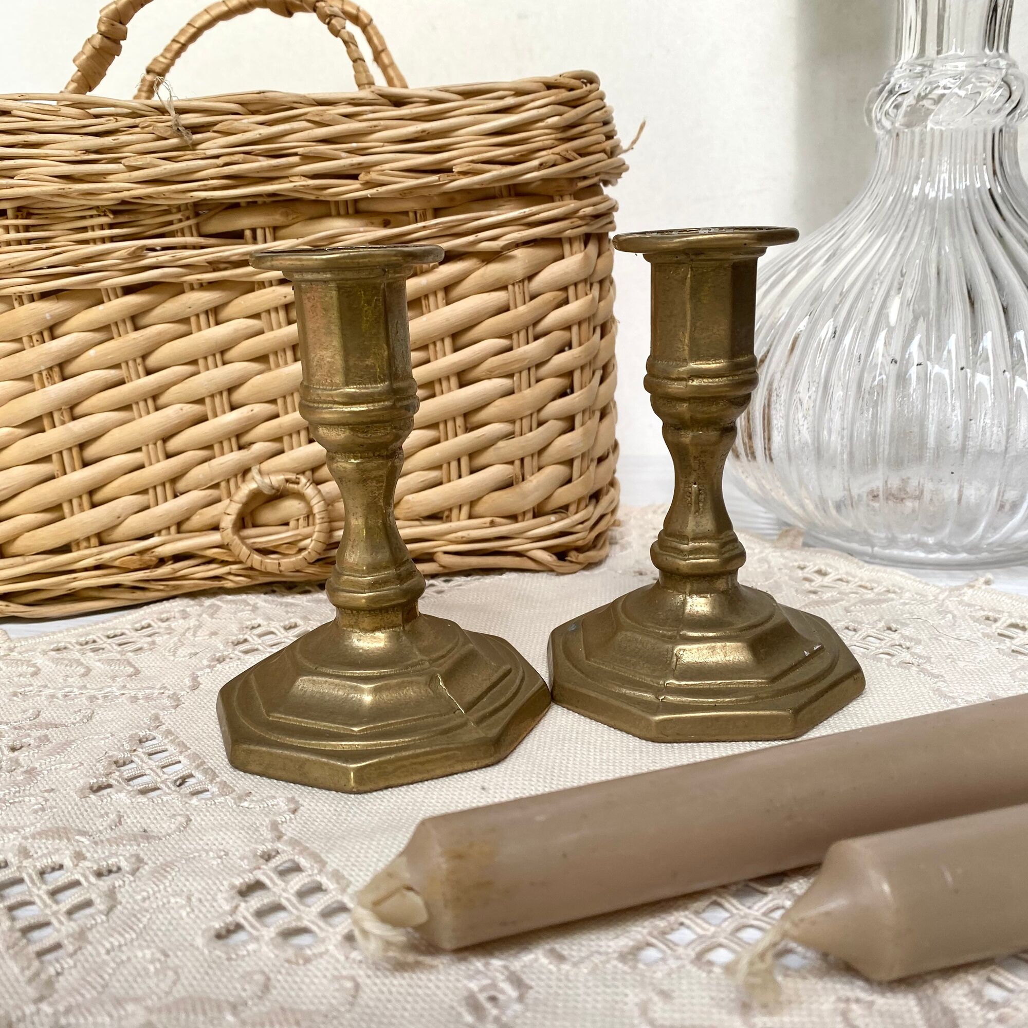 Pair of Nijhof Holland brass candle holders