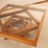 Table Corinto en verre et bois, Italie 1970