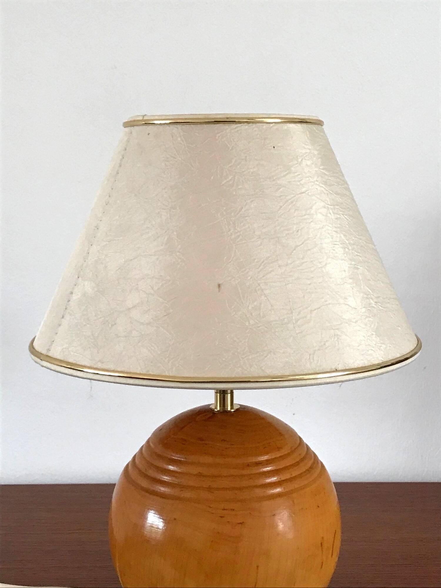 Solid elm lamp Italy 70s vintage