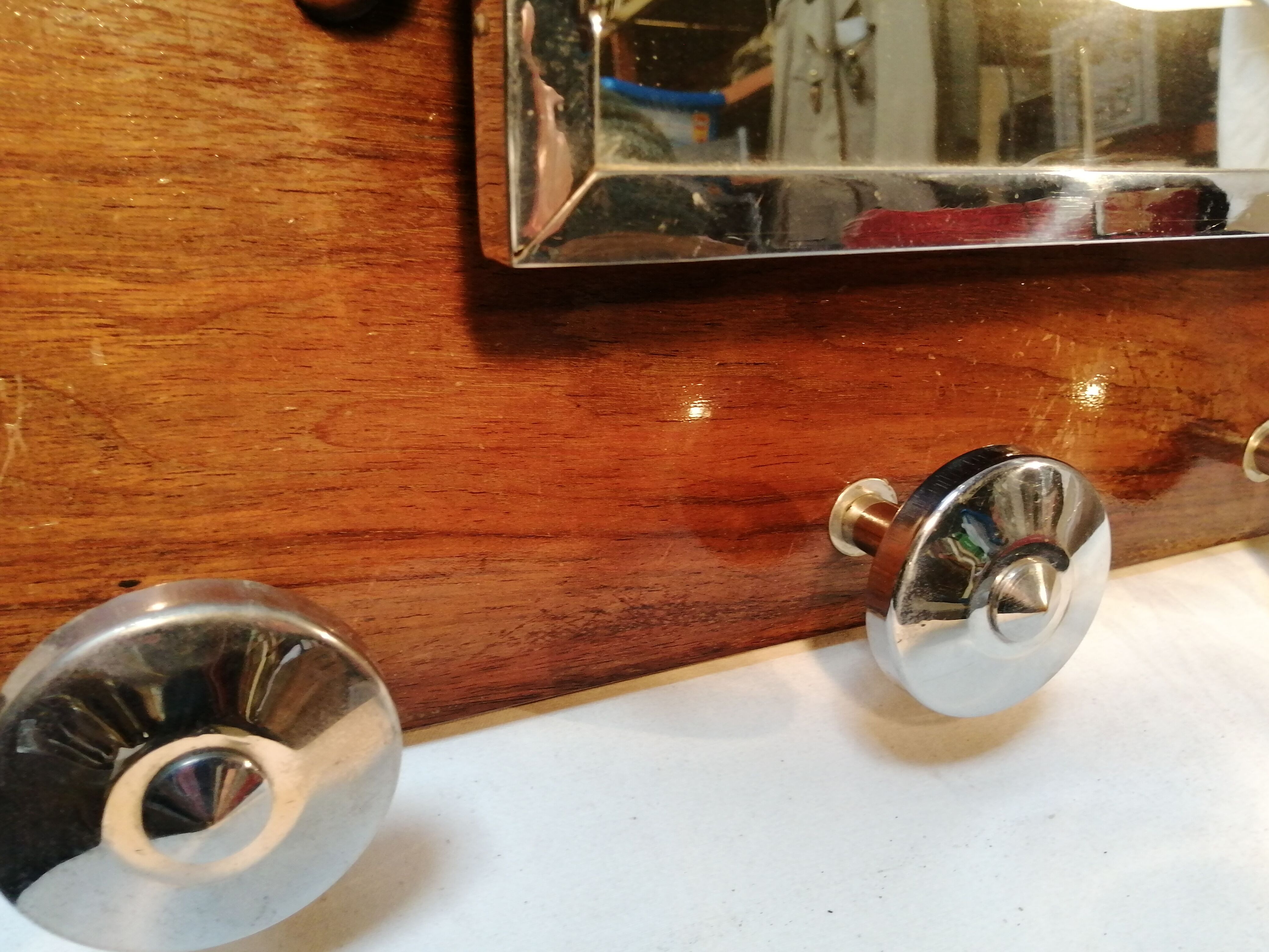Art Deco wall rack - wood and chrome - vintage