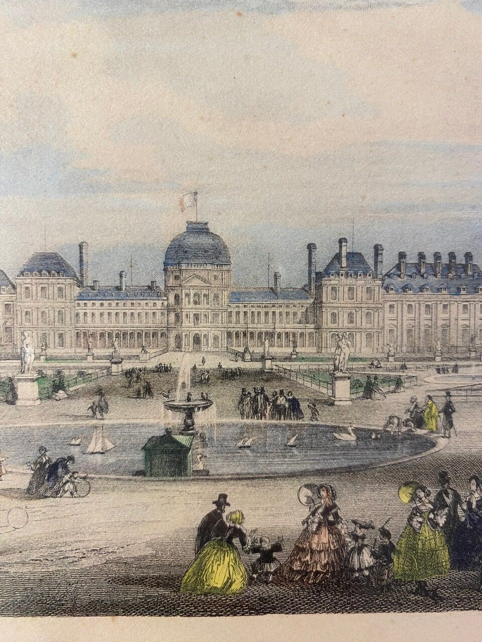 Gravure en couleur, Les Tuileries, Paris