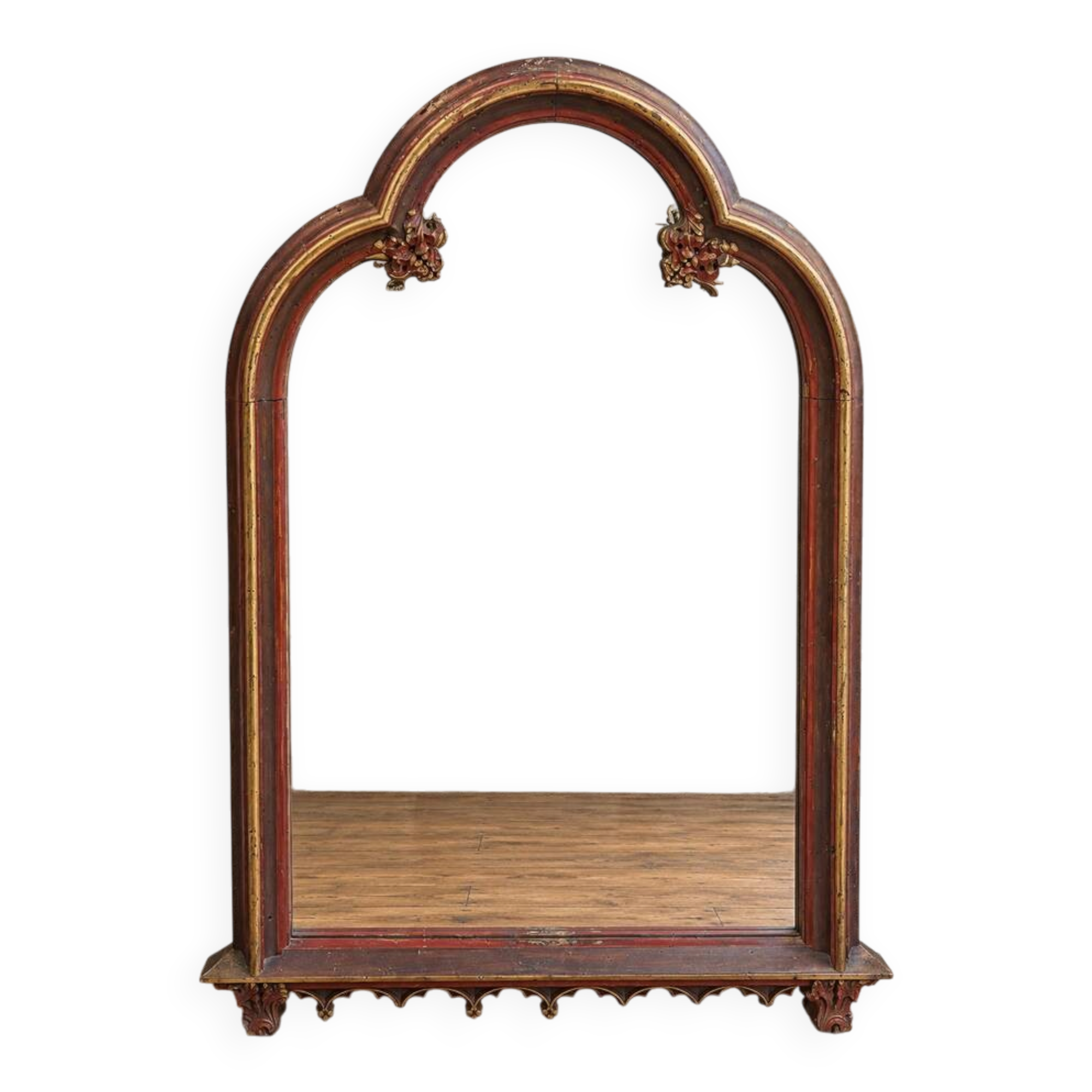 neogothic poly-lobed mirror in carved and gilded wood – 20th century