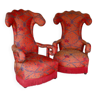 Une paire de grands fauteuils, France début XXème siècle.